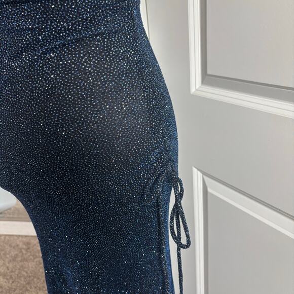 VTG City Triangles Sparkly Maxi Bodycon Formal Gown M One Shoulder Prom Y2K - Picture 4 of 12